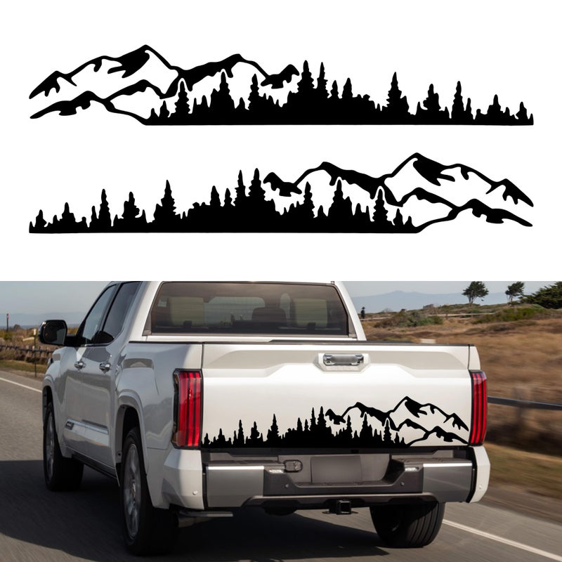 TOMALL 1 Pair 5866 Mountain Tree Forest Vinyl Stickers for Car Body Door Side Auto Forest Graphic Decals Decoration for SUV Truck OffRoad Vehicles Universal Stickers Accessories BBlackSmall