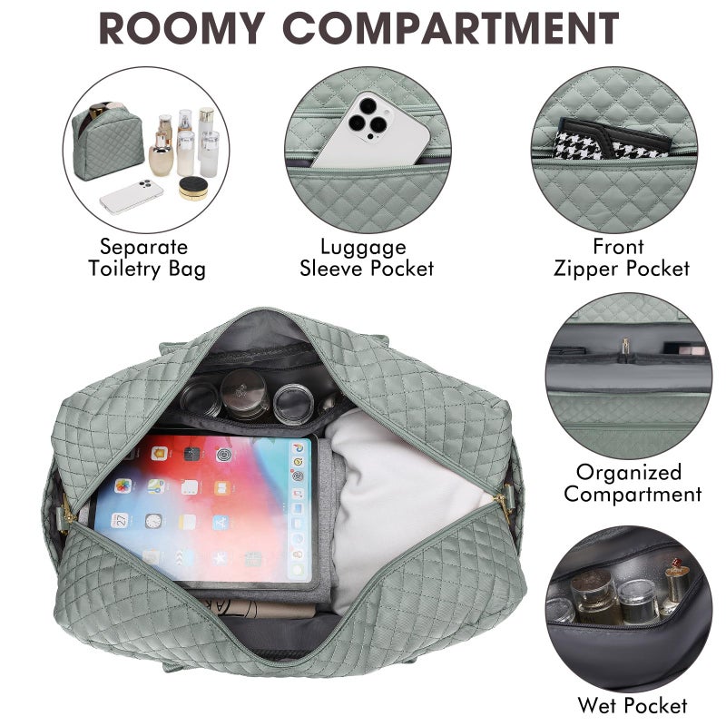 LUOCIP Large Women Travel Duffle Bag - Carry on Overnight Bag Weekend Travel Duffel Tote Bag Yoga Gym Bag with Wet Pocket Toiletry Weekender Overnight Bag for Travel Business Trips Sport Hospital - Image 4