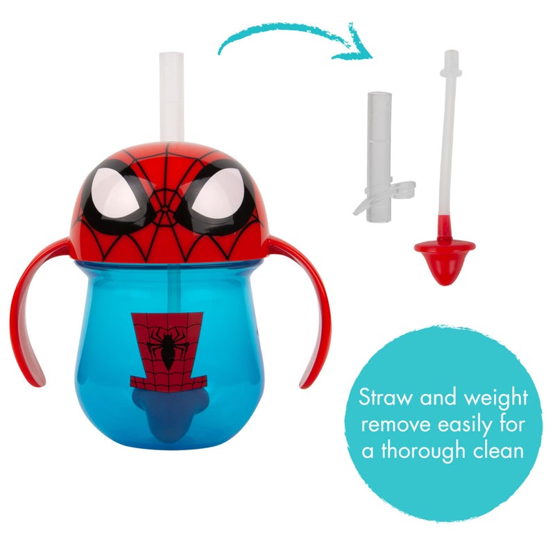 ذا فيرست ييرز The First Years Spider-Man Trainer Straw Cup - Toddler Cups with Straw - Kids Water Bottles - 9 Months and Up - 7 Oz - Image 3