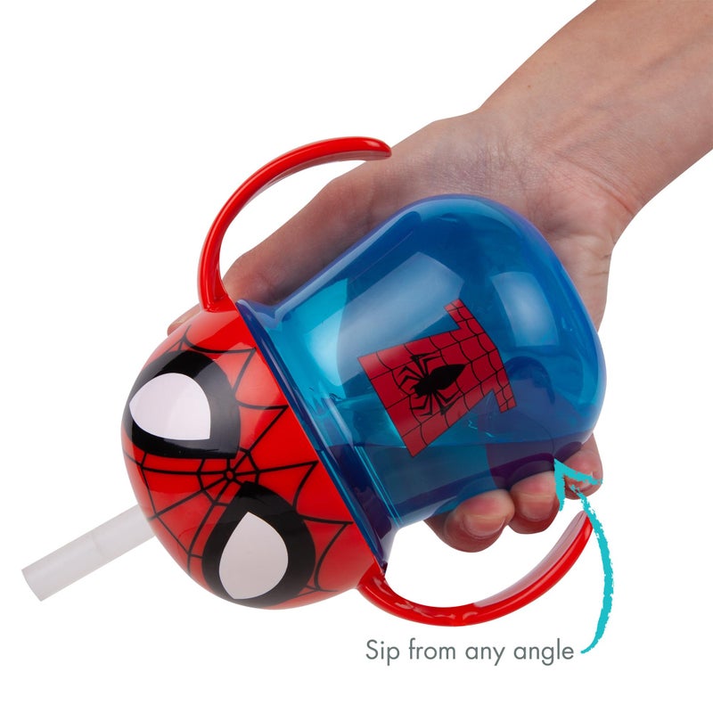 ذا فيرست ييرز The First Years Spider-Man Trainer Straw Cup - Toddler Cups with Straw - Kids Water Bottles - 9 Months and Up - 7 Oz - Image 2