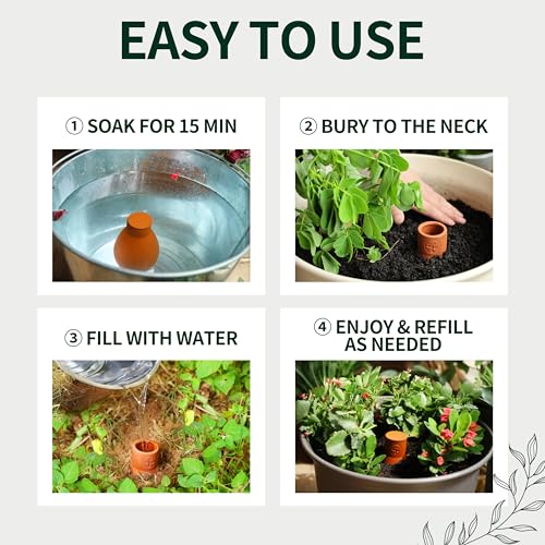 Soilagua 16 oz Ollas Self Watering Terracotta Pots, Olla Plant Watering Globes, Self Watering Planter Insert for Outdoor & Indoor Plants, Vacation Watering Devices Spikes Waterer System, 2 Pack - Image 5
