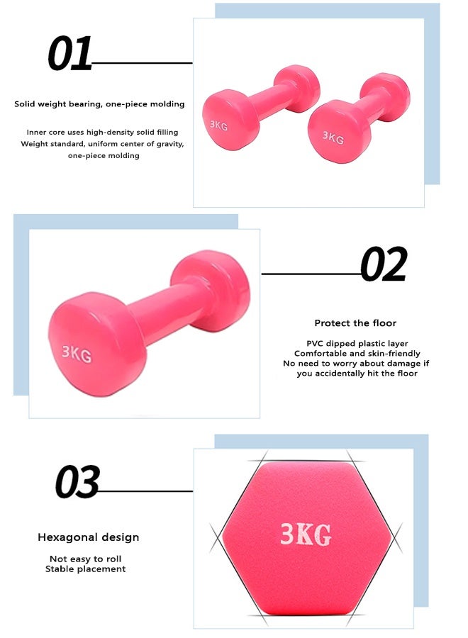 ULHYC 2-Piece Solid Cast Iron Dumbbell 3kg*2 - Image 2