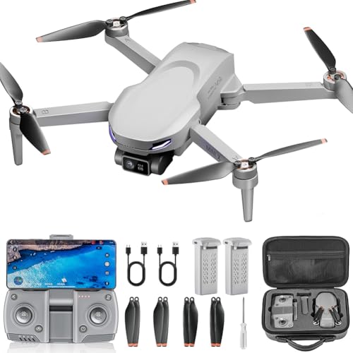 Drone with Camera for Adults 2K EIS GPS Foldable FPV Quadcopter with Auto Return OneKey Take OffLanding Follow Me Optical Flow Speed Adjustment 5G FPV Transmission 2 Batteries Gift for Teens