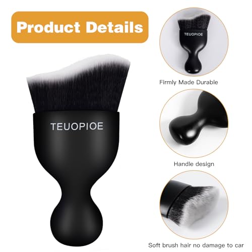 TEUOPIOE Car Interior Cleaning Brush, Car Duster Interior,Car Detailing Brush Dusting Brush,Car Interior Cleaning Tool, Auto Soft Hair Car Brush,Auto Interior Dust Brush for Air Vents(White) - Image 3