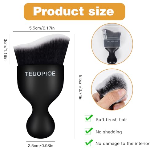 TEUOPIOE Car Interior Cleaning Brush, Car Duster Interior,Car Detailing Brush Dusting Brush,Car Interior Cleaning Tool, Auto Soft Hair Car Brush,Auto Interior Dust Brush for Air Vents(White) - Image 2