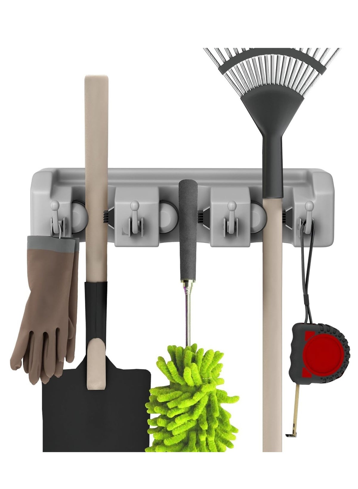 ELTRAZONE Rake and Tool Holder with Hooks- Wall Mounted Organizer for ...