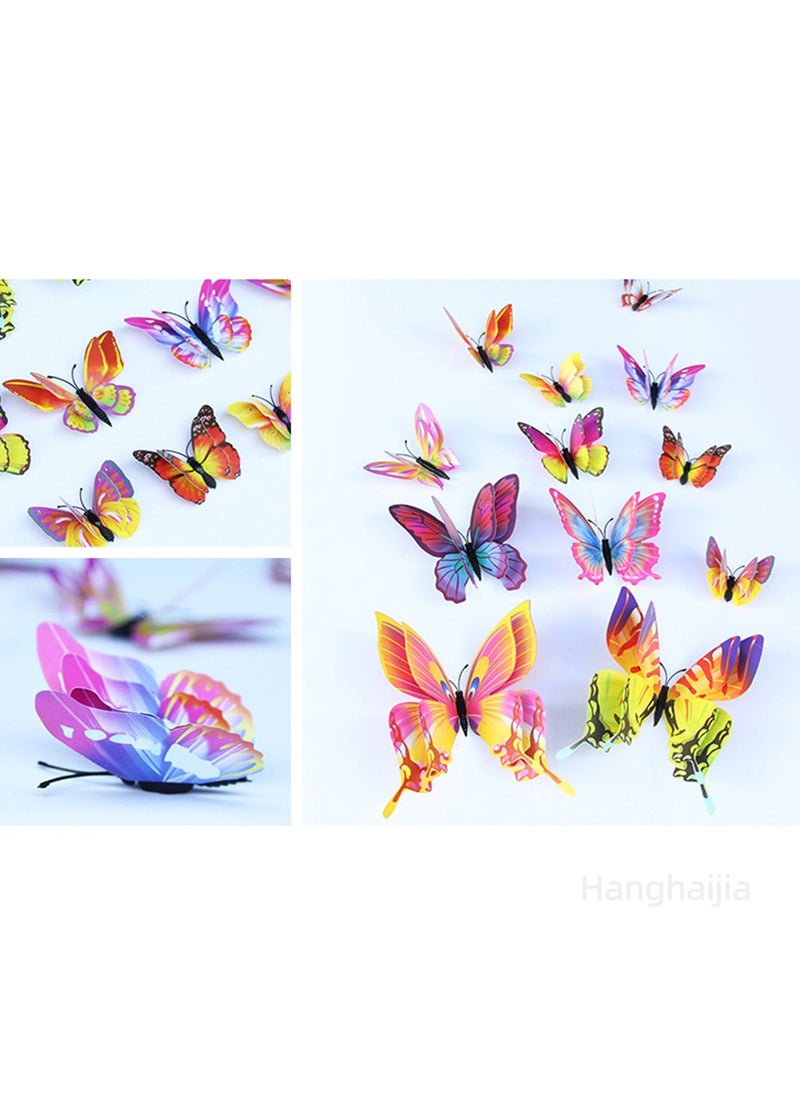 Hanghaijia - 12 PCS 3D stereo simulation double layer butterfly living room wall scene decoration wall stickers bedroom room kindergarten creative refrigerator stickers - Image 1