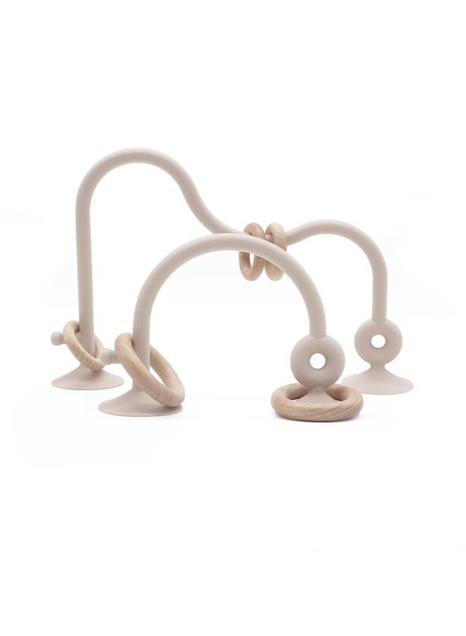 zeeloopbee High Chair Toys with Suction Cups for Infant Toddlers Silicone Suction Cup Montessori Educational Teething Toy for Babies Ages 0-6 M+ Baby Teething Toys for 6 to 12 Months(Beige) - Image 1