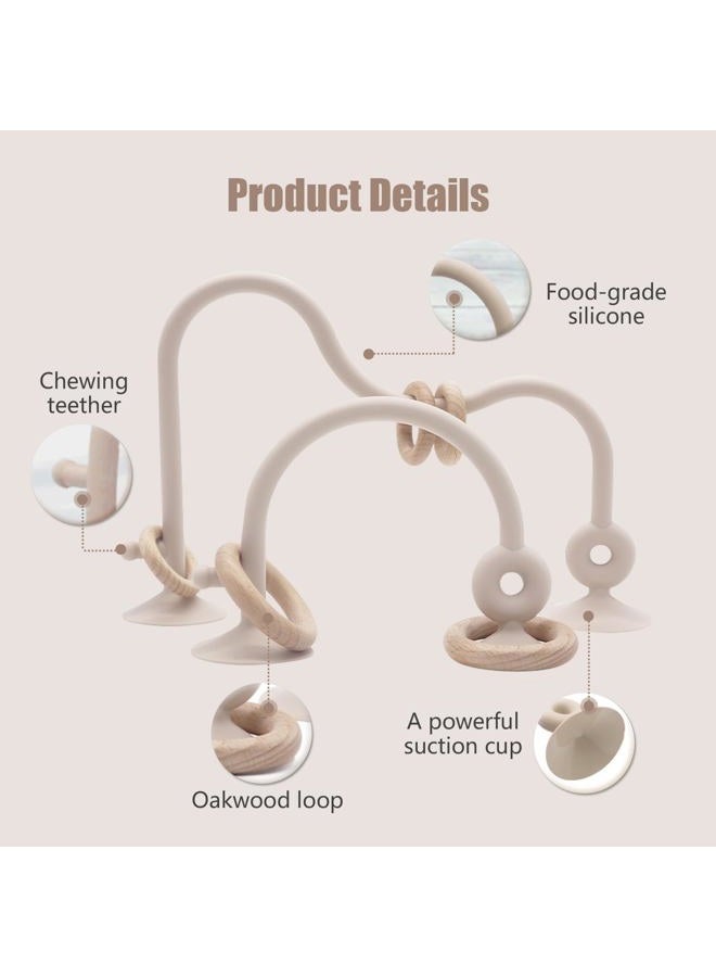 zeeloopbee High Chair Toys with Suction Cups for Infant Toddlers Silicone Suction Cup Montessori Educational Teething Toy for Babies Ages 0-6 M+ Baby Teething Toys for 6 to 12 Months(Beige) - Image 3
