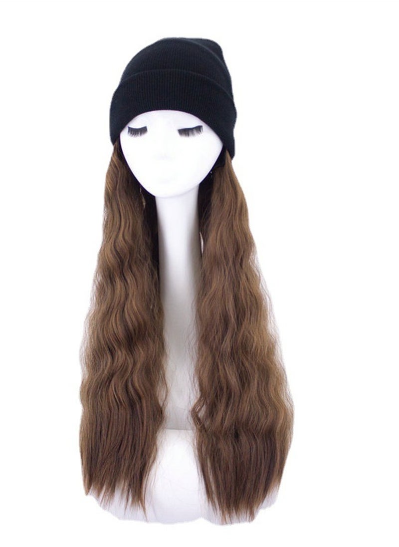 Long curly wig hat knitted hat curly hair cosplay wig costumes dress up wig  - Image 1
