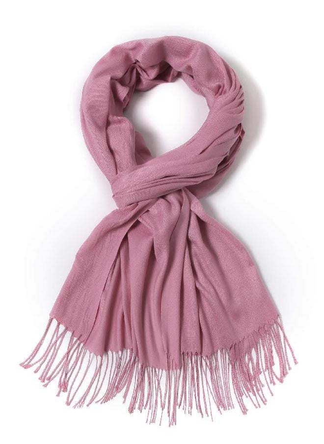 Cindy & Wendy Cindy & Wendy Pashmina Shawls and Wraps Large Scarfs for Women Wedding Party Bridal Long Fashion Solid Shawl Wrap with Fringes (dusty rose)  - Image 1