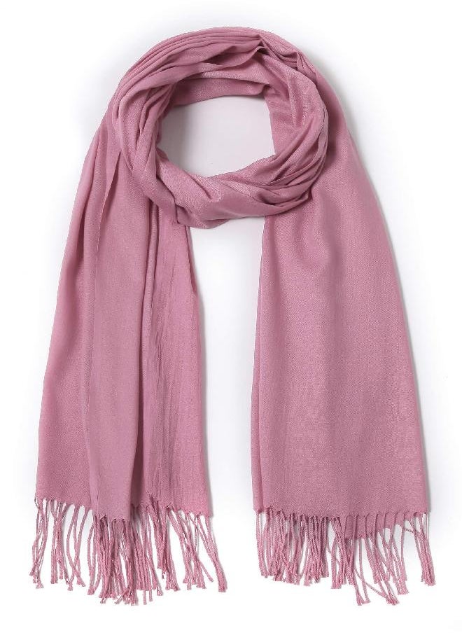 Cindy & Wendy Cindy & Wendy Pashmina Shawls and Wraps Large Scarfs for Women Wedding Party Bridal Long Fashion Solid Shawl Wrap with Fringes (dusty rose)  - Image 2