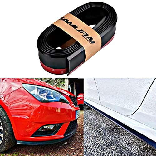 SARTE Car Front Lip Spoiler Exterior Soft Rubber Skirt | Front Bumper Protector Lip | Black Car Body Kit Bumper Lip Side Skirt Rubber Compatible with All Cars Set of 1 (2.5 Meter) - Image 1