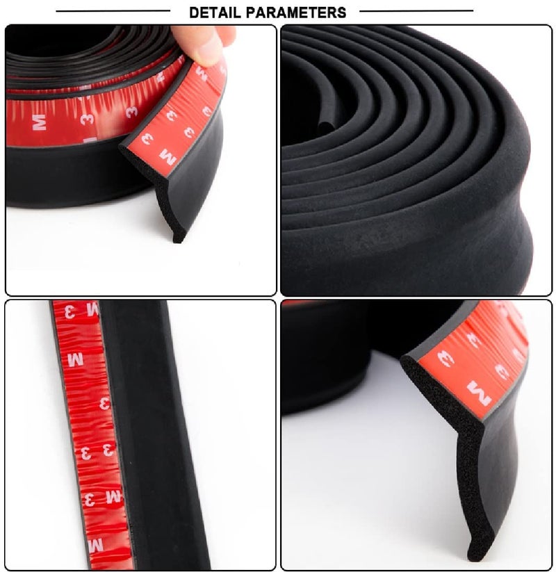 SARTE Car Front Lip Spoiler Exterior Soft Rubber Skirt | Front Bumper Protector Lip | Black Car Body Kit Bumper Lip Side Skirt Rubber Compatible with All Cars Set of 1 (2.5 Meter) - Image 2