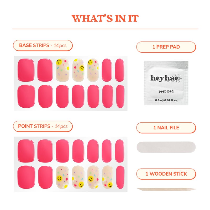Heyhae Semi Cured Gel Nail Strips | No LED Lamp Needed | Spring, Marble, Pink | Easy Apply & Remove,Salon Quality |Includes 28 Strips, 1 Prep Pads, Nail File & Wooden stick- Hey, Pink is the New Black - Image 4