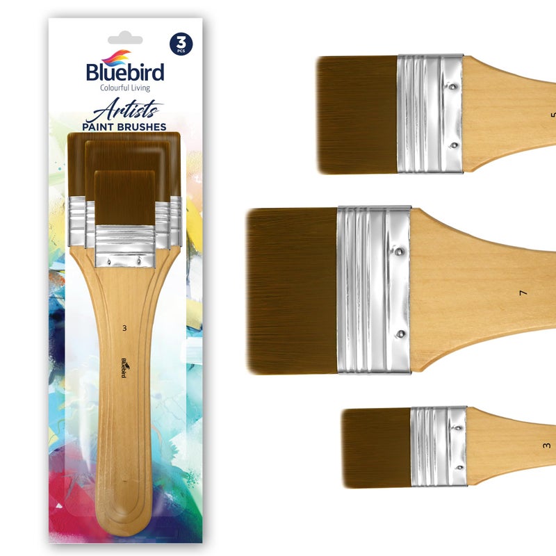 Bluebird Premium Gesso Brush Set of 3 - Professional Quality Brushes for Artists and Hobbyists DIY Project Kids Adults - Image 1