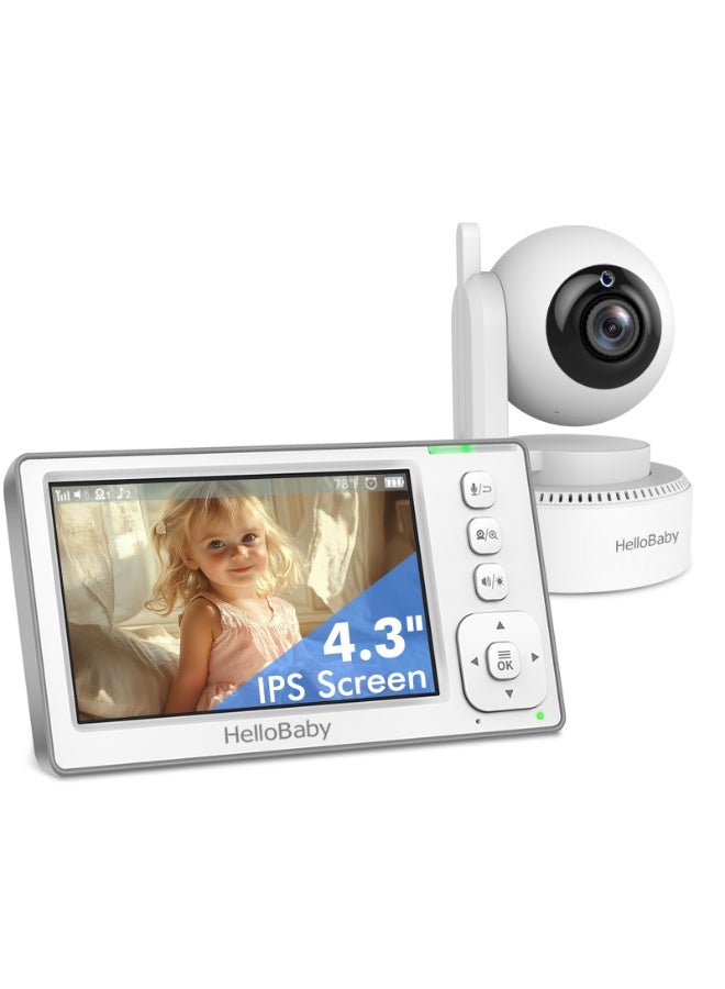 Hellobaby HB6146 2025 Model 4.3'' Video Baby Monitor with 30 Hours Battery, Remote Pan-Tilt-Zoom Baby Monitor No WiFi, Baby Monitor with Camera and Audio, Night Vision, ECO Mode, Two-way Talk, 8 Lullabies, 1000ft Range - Image 1