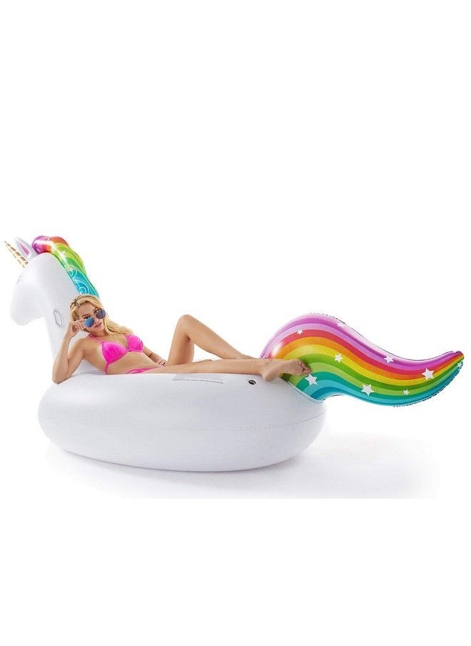 Jasonwell - Giant Inflatable Unicorn Pool Float Floatie Ride On With Fast Valves Large Rideable Blow Up Summer Beach Swimming Pool Party Lounge Raft Decorations Toys Kids Adults - Image 1