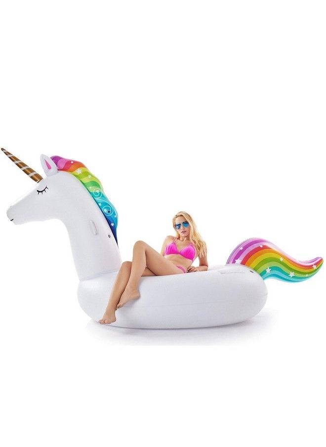 Jasonwell - Giant Inflatable Unicorn Pool Float Floatie Ride On With Fast Valves Large Rideable Blow Up Summer Beach Swimming Pool Party Lounge Raft Decorations Toys Kids Adults - Image 1
