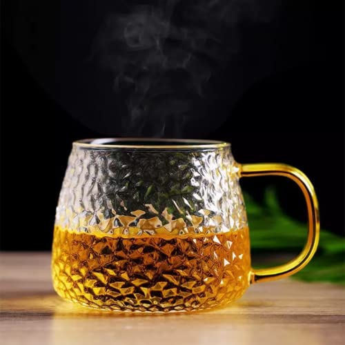 MUAC Glass Tea Coffee Cappuccino Soup Bowl Jumbo Glass Cup Multipurpose Mug with Handle 440ml (Pack Of 1) - Image 1