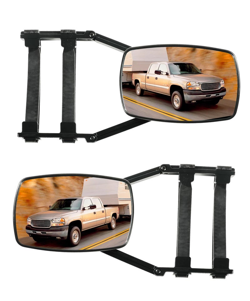 AOCISKA Car Tow Mirror Universal ClampOn 360 Degree Rotation Adjustable Mirror RV Leveling Blocks Rear View Side ClipOn Extensions for Towing
