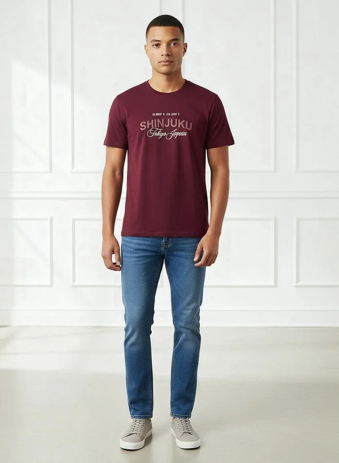 سبلاش فيڤ Men Slim Fit Crew Neck Short Sleeves Printed T-shirt