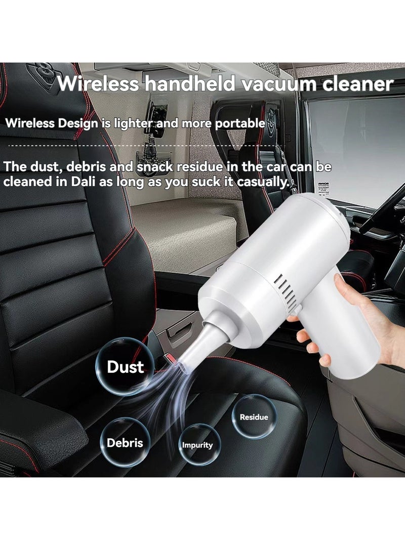 Generic New high suction cordless handheld vacuum cleaner for home use small car student pet cleaning machine (white) - Image 1