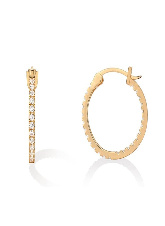 Aaishwarya 14K Gold Plated Zircon Hoop Earrings | Water-Resistant Anti-Tarnish Jewelry for Women and Girls | Lightweight Hoops | Minimal Statement Earrings | Gift for Her - Image 1