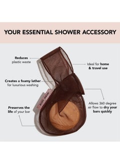 Kitsch Kitsch Bar Soap Saver Bag - Recycled Mesh Beauty Bar Soap Pouch for Body Wash, Conditioner & Shampoo Bars, Soap Savers Holder to Preserve Bar Soap, Eco-Friendly, Patented Soap Bag - Chocolate  - Image 3