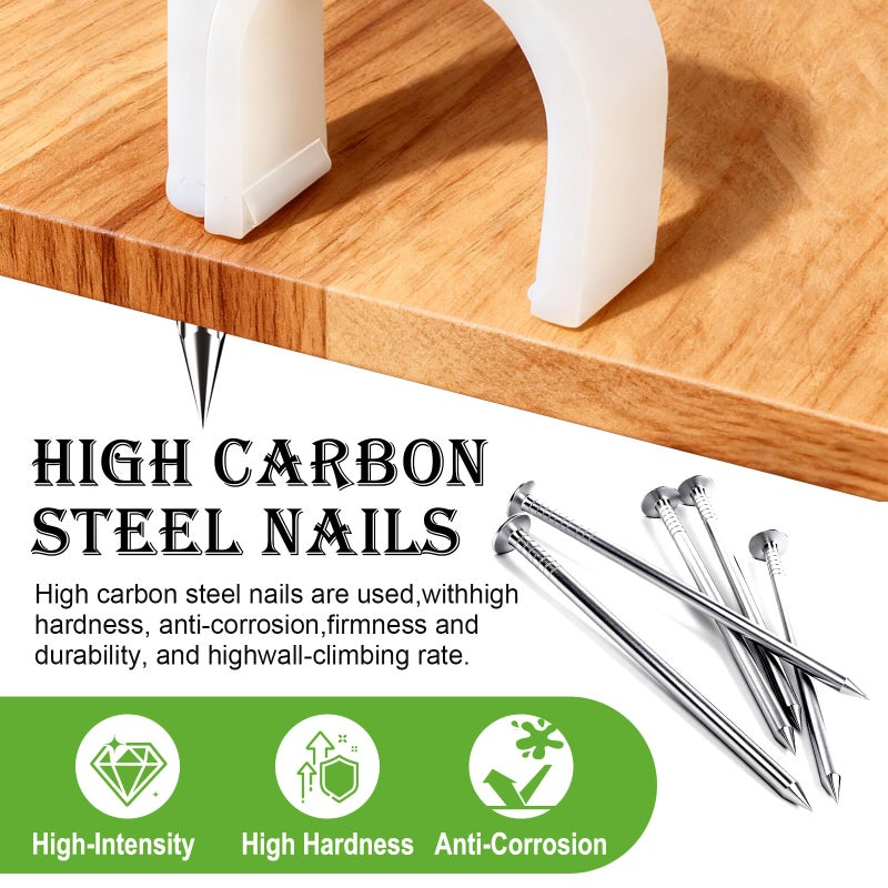 mxuteuk 200PCS Cable Clips with Steel Nails,4/6/8/10mm Round White Cable Wire Clips,Wall Clips for Cords,Cable Cord Clips for RG6 RG59 CAT6 RJ45 - Image 4