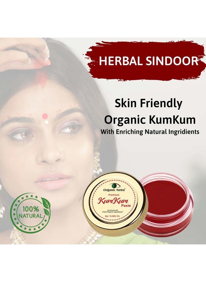 Organic Netra Sindoor/Kumkum Paste | Waterproof Long Lasting, Smudge Proof Sindoor | Pure and Natural Deep Maroon Colour, Long lasting | Enriched with Natural and Organic Ingredients, 0.2 Oz - Image 4