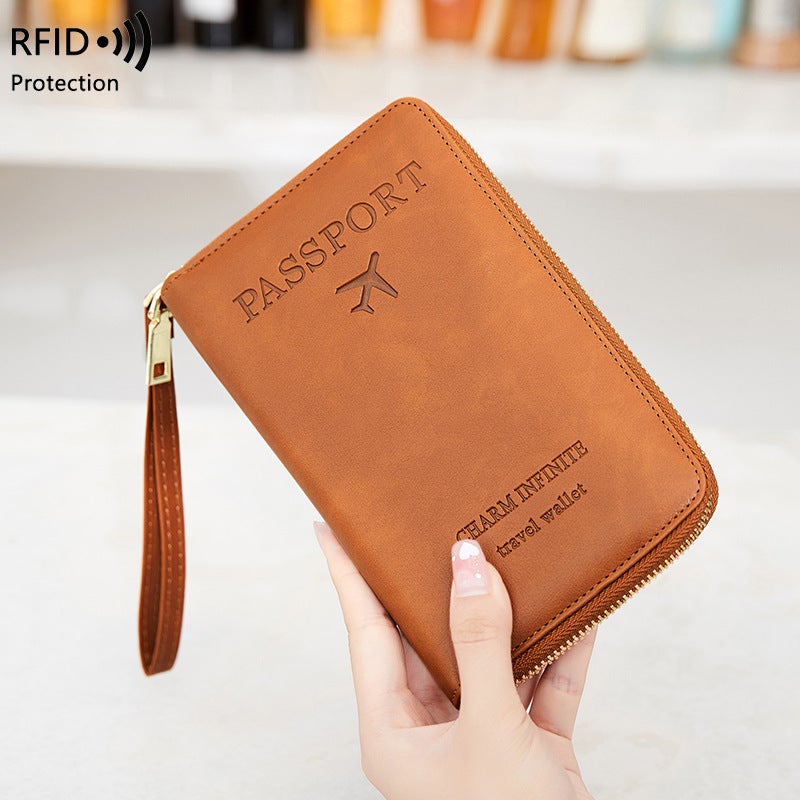 حامل جواز سفر RFID مع محفظة متعددة الوظائف بسحاب للسفر - Image 3