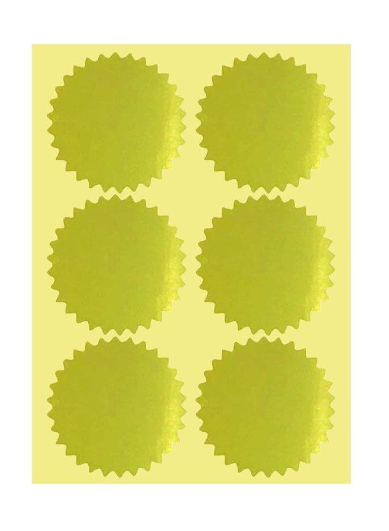 ختم شهادة ذهبية بارزة - ملصق بfoil ذهبي مقاس 2 × 2 بوصة - حزمة ظرف ملصقات ذات حواف مسننة ذاتية اللصق 60 ملصقًا - Image 1