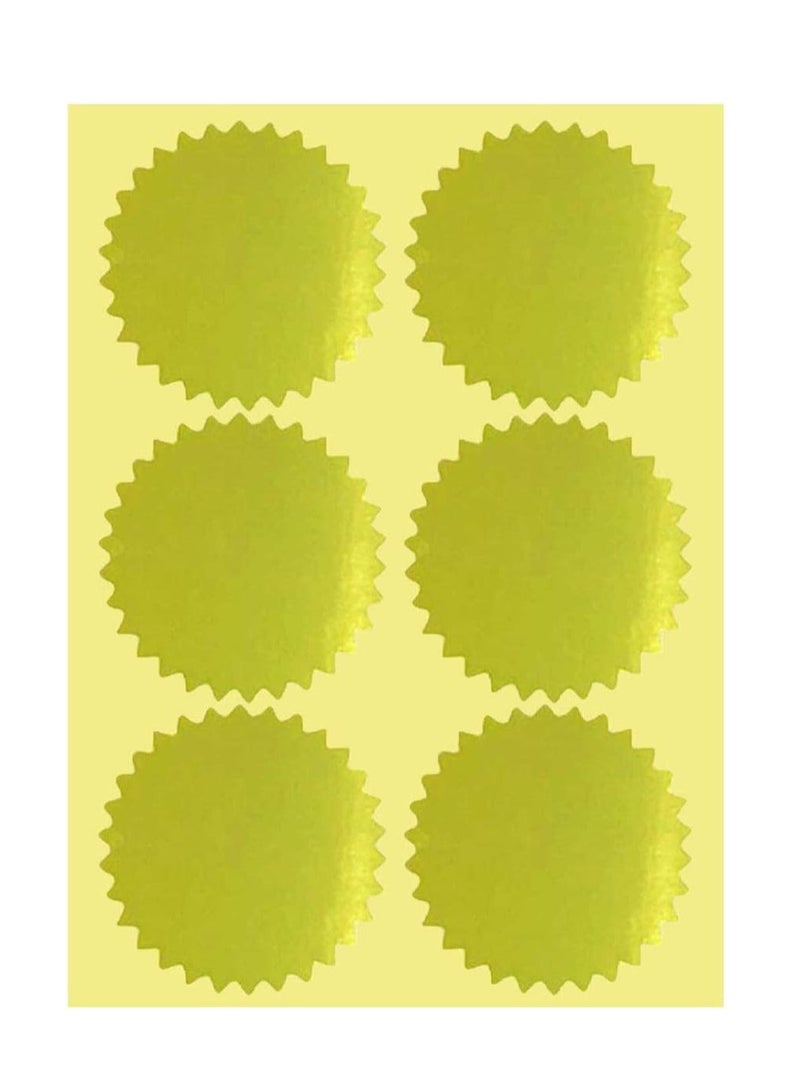 ختم شهادة ذهبية بارزة - ملصق بfoil ذهبي مقاس 2 × 2 بوصة - حزمة ظرف ملصقات ذات حواف مسننة ذاتية اللصق 60 ملصقًا - Image 2