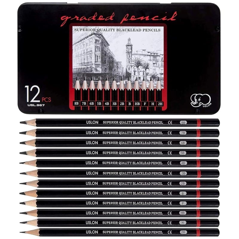 PEACORA Pieces Professional Drawing Pencils and Sketch Kit for Artist (12) - Image 1