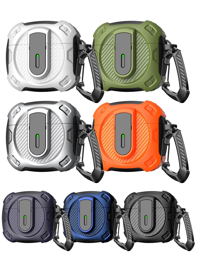 7Packs Airpods 4 Case Hard Shell Protective Armor LED Visible Wireless Charging Case Cover with Lock - Multicolour