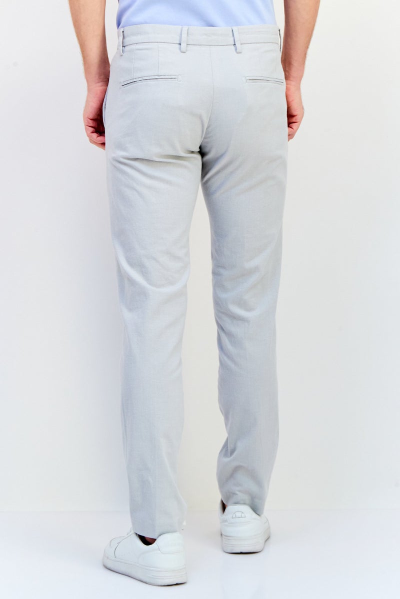 Celio Men Slim Fit Textured Chino Pants, Grey - Image 3