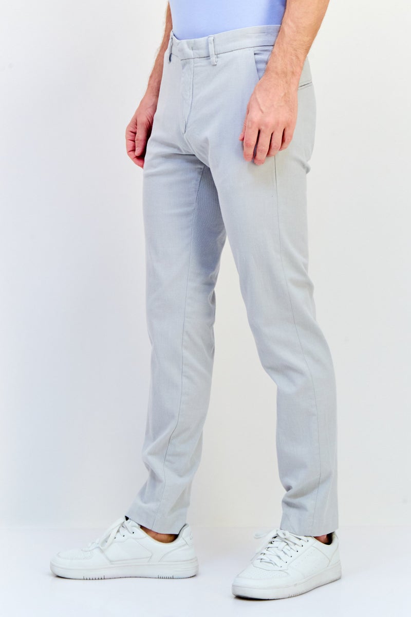 Celio Men Slim Fit Textured Chino Pants, Grey - Image 4