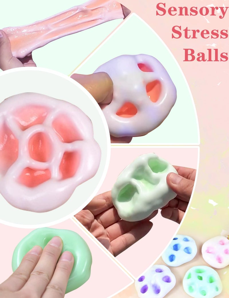 Gezan Shapeable Squishy Toys Stress Balls Stress Relief Sand Glutinous Balls Fidget Toys for Adults Anxiety Relief (Pink,Green) - Image 3