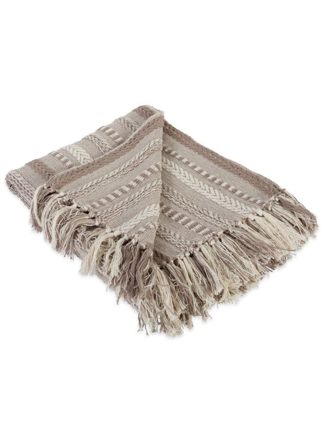 DII Braided Striped Throw, 50x60, Stone - Image 1