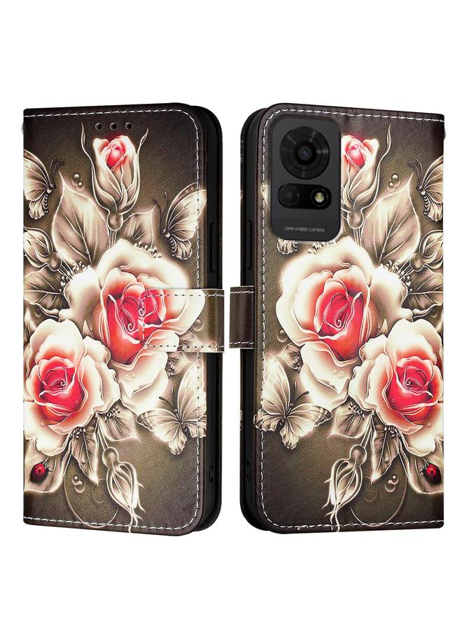 erorex Case For TCL 50 LE 5G Colored Drawing Pattern Plain Weave Leather Phone Case  - Image 2
