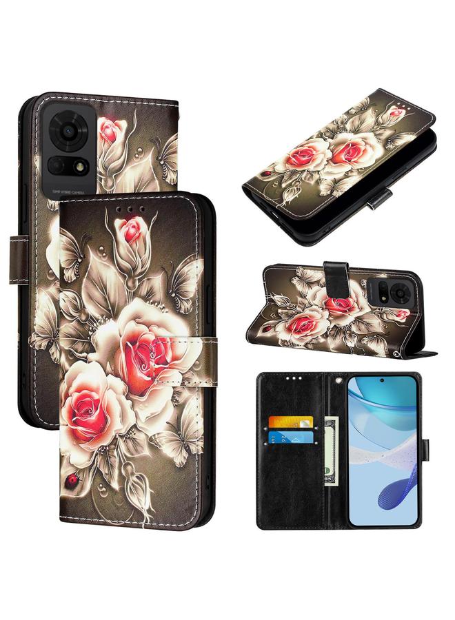 erorex Case For TCL 50 LE 5G Colored Drawing Pattern Plain Weave Leather Phone Case  - Image 1