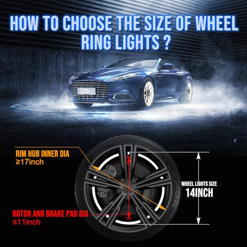 Beatto 14 inch Bright White Double Row Wheel Lights, Pure White Wheel Ring Light Rim Lights Kit for Car, Truck, Pickup, Vehical Offroad - Image 2
