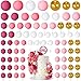 NACHLYNN 80 Pcs Cake Balls Decorations Mini Balloon Cake Topper Balls Foam Cupcake Toppers Balls for Cake Decorating Birthday Parties Weddings Anniversary Pink Gold Series - Image 2
