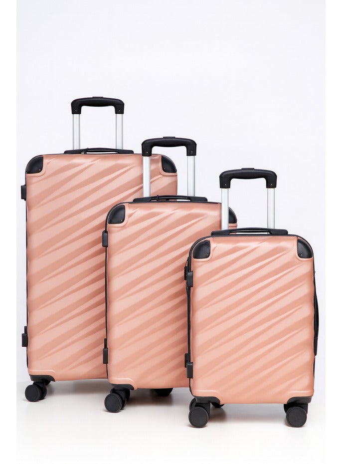 Space Luggage Set, ABS Material including Carry On Cabin Sizes, 20/24/28 Inches, Rose Gold