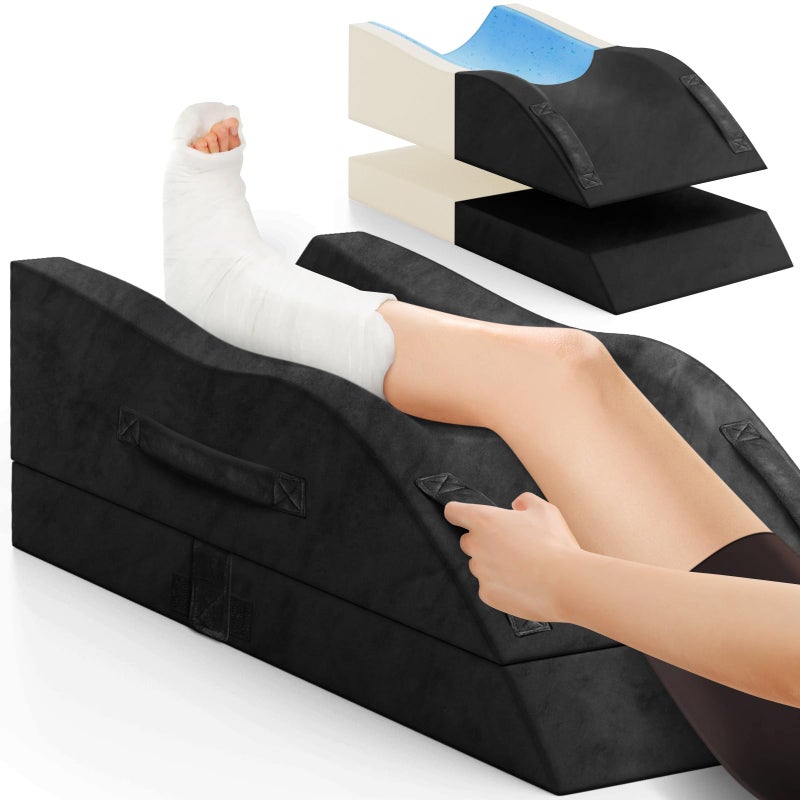 TranquilRelax Leg Elevation Pillows, Wedge Pillow for After Surgery Or Rest, Memory Foam Leg Support Adjustable, Back Knee Hip Ankles Pain Relief, Knee Pillow for Sleeping Blood Circulation Black - Image 1