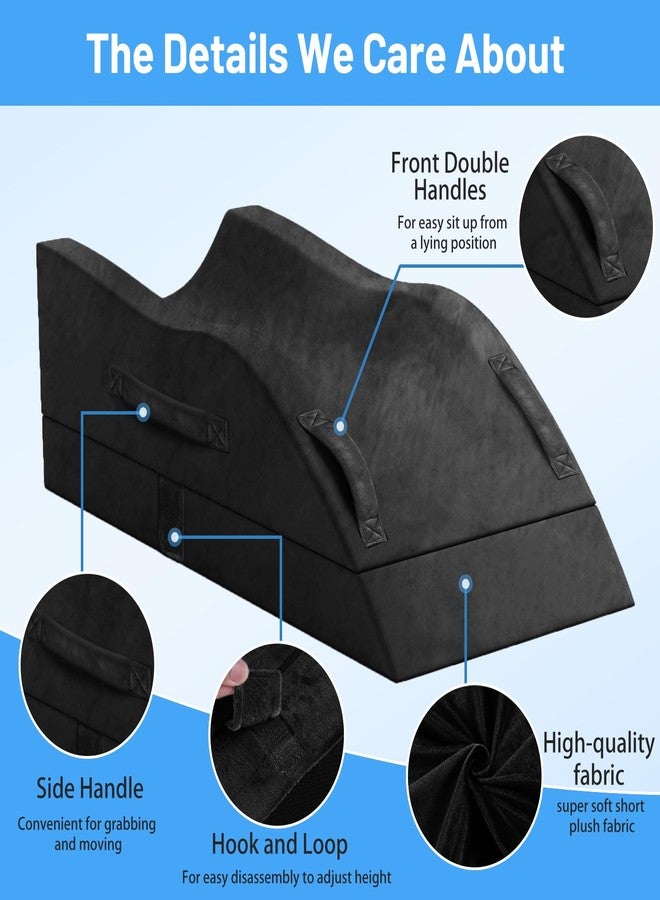 TranquilRelax Leg Elevation Pillows, Wedge Pillow for After Surgery Or Rest, Memory Foam Leg Support Adjustable, Back Knee Hip Ankles Pain Relief, Knee Pillow for Sleeping Blood Circulation Black - Image 4