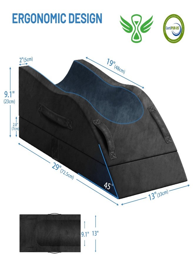 TranquilRelax Leg Elevation Pillows, Wedge Pillow for After Surgery Or Rest, Memory Foam Leg Support Adjustable, Back Knee Hip Ankles Pain Relief, Knee Pillow for Sleeping Blood Circulation Black - Image 2