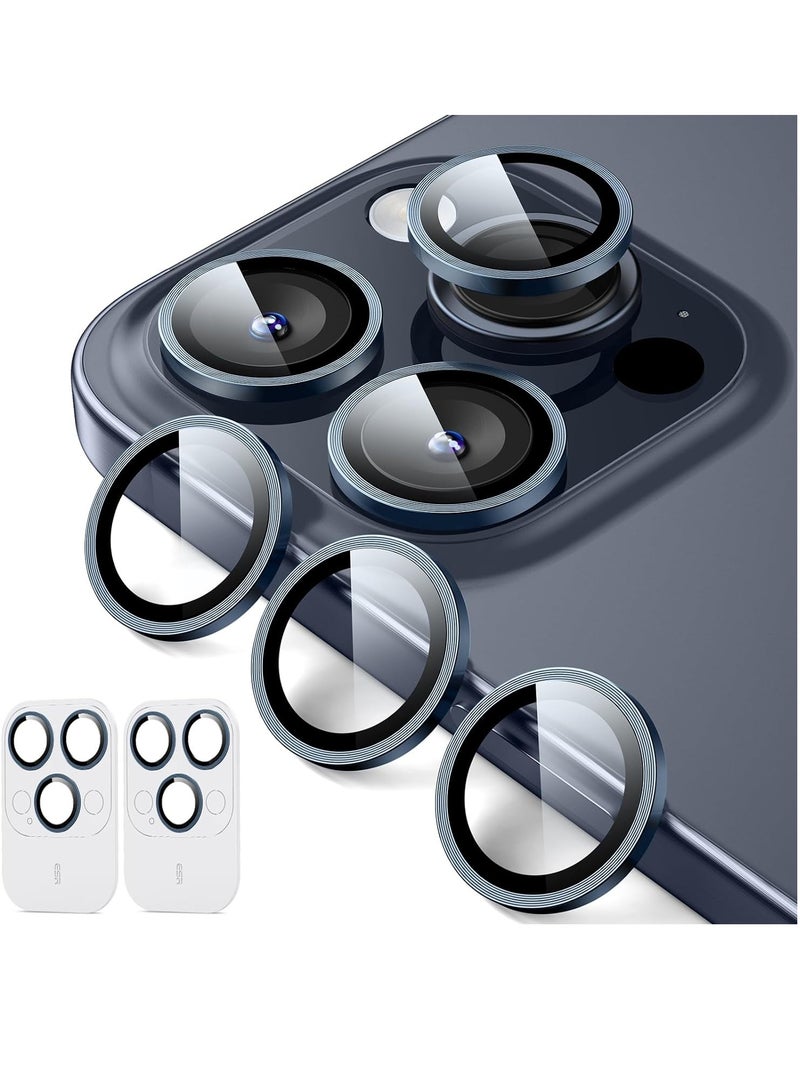 Camera Lens Protectors for iPhone 15 Pro Max/15 Pro/14 Pro Max/14 Pro, Armorite Individual Lens Protectors, Scratch-Resistant Ultra-thin Tempered Glass with Aluminum Edging, Set of 2,Dark Blue - Image 1