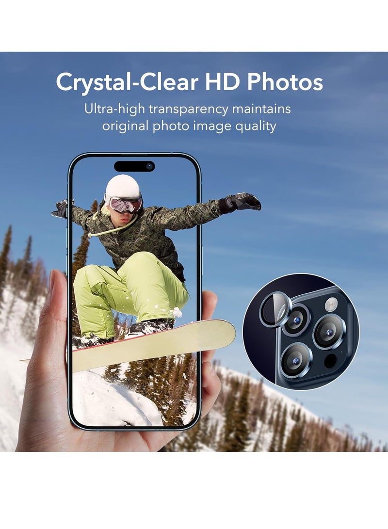 Camera Lens Protectors for iPhone 15 Pro Max/15 Pro/14 Pro Max/14 Pro, Armorite Individual Lens Protectors, Scratch-Resistant Ultra-thin Tempered Glass with Aluminum Edging, Set of 2,Dark Blue - Image 5
